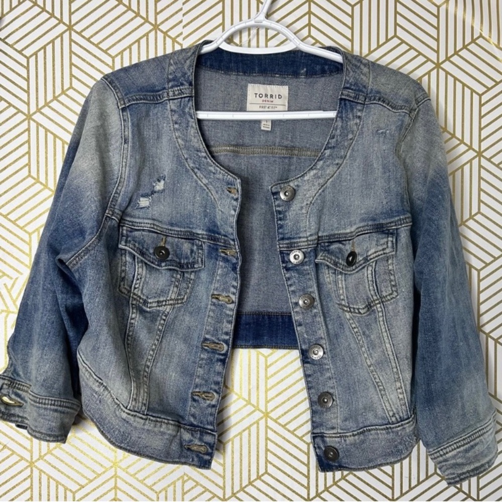 Torrid distressed jean jacket